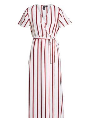 NWT Stone Row EZ Days Striped Wrap Maxi Dress L